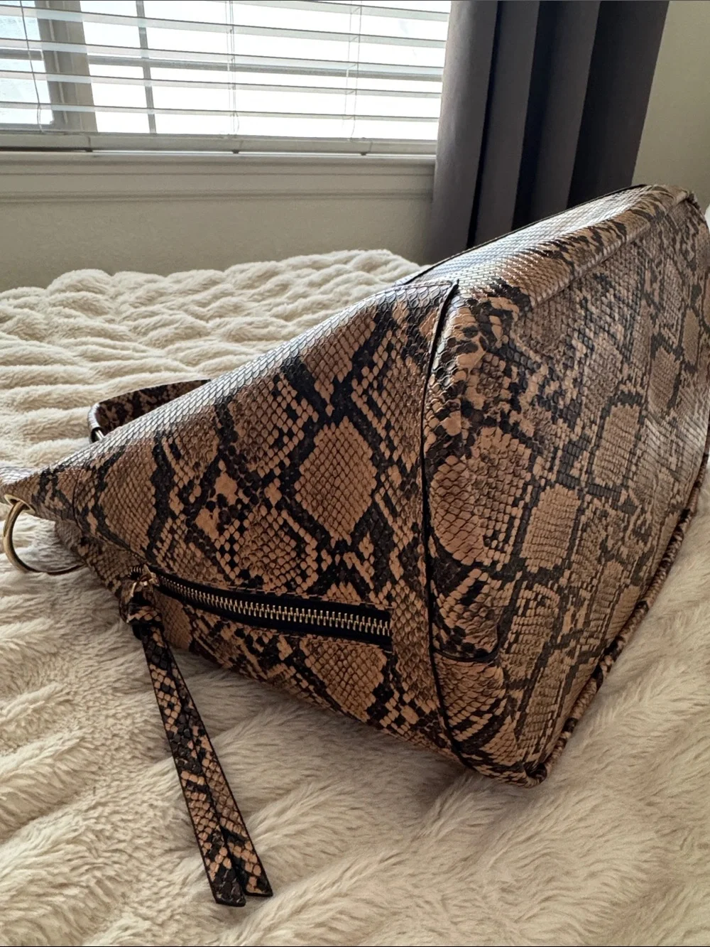 Snakeprint Tote and Crossbody Purse Set